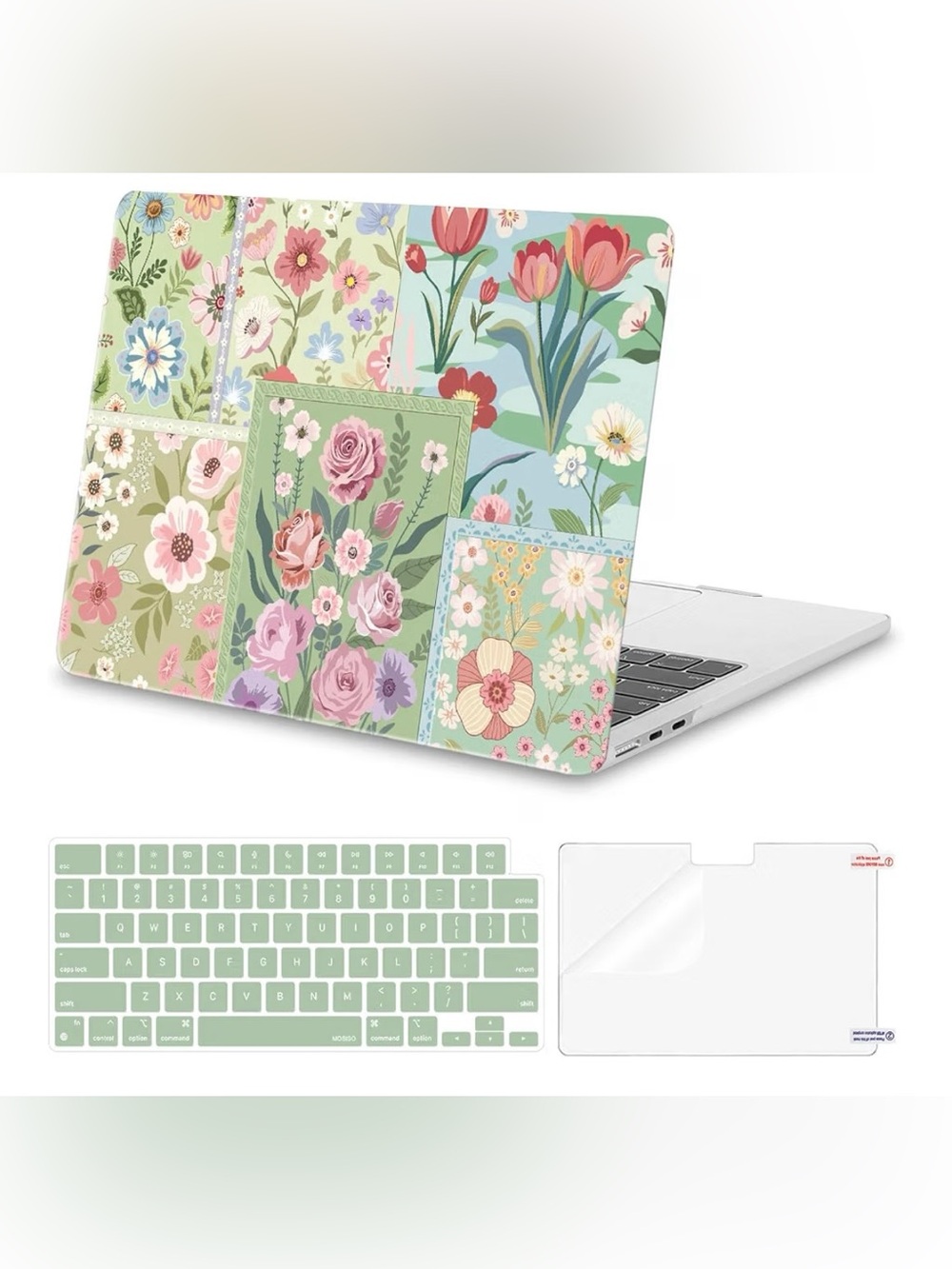 Amazon Floral Patchwork Tablet Skin and Mint Keyboard Cover